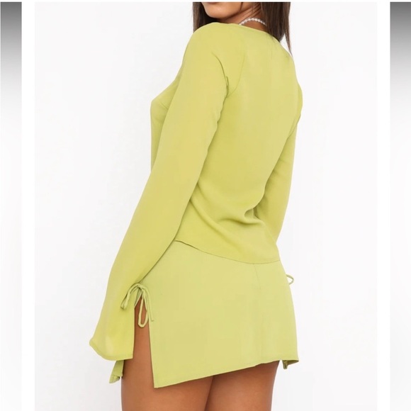 NWT White Fox Sweet Seduction Lime Green Long Sleeve Tie Front Blouse M - Picture 11 of 13